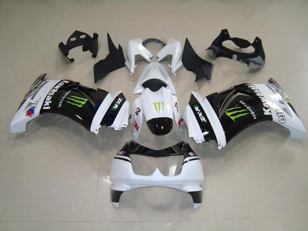 Abs Kits Completos Carenagem Moto ZX 250R 08-12 - Preto Branco Monster Abs Kits Completos Carenagem Moto ZX 250R 08-12 - Preto Branco Monster
