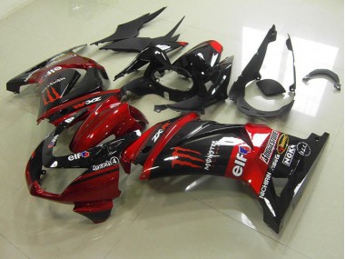 Abs Motocicleta Plástico ZX 250R 08-12 - Preto Vermelho Monster