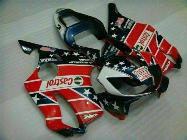 Carenagem Moto CBR 600 F4i 01-03 - Vermelho Branco Azul Castrol Cycle World Carenagem Moto CBR 600 F4i 01-03 - Vermelho Branco Azul Castrol Cycle World