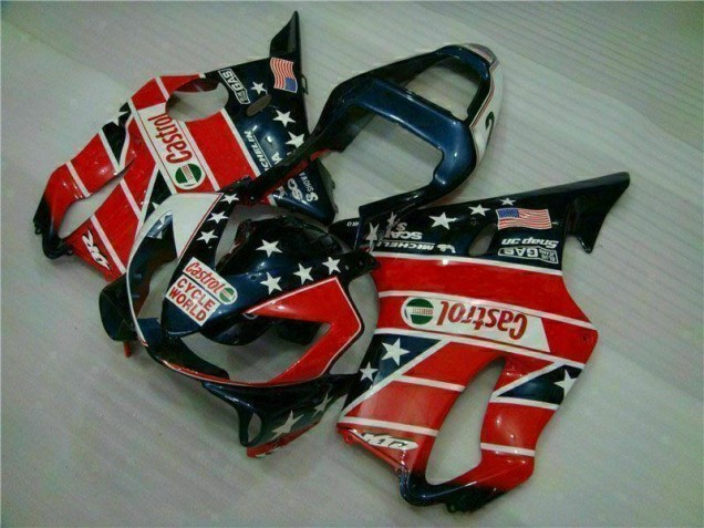 Carenagem Moto CBR 600 F4i 01-03 - Vermelho Branco Azul Castrol Cycle World Carenagem Moto CBR 600 F4i 01-03 - Vermelho Branco Azul Castrol Cycle World