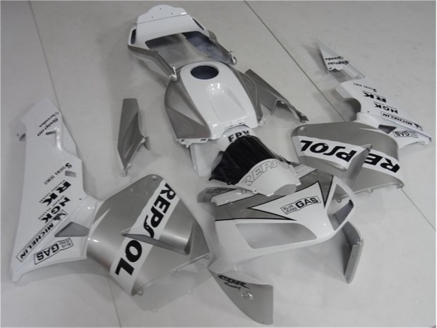 Carenagem Moto CBR 600RR 03-04 - Prata Branco Preto Repsol Carenagem Moto CBR 600RR 03-04 - Prata Branco Preto Repsol