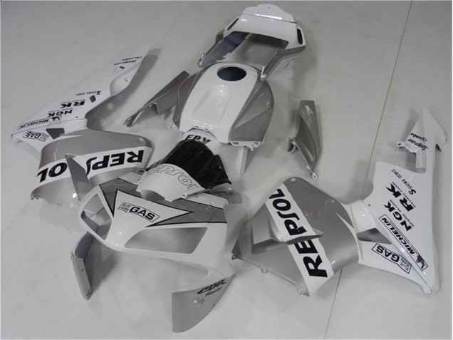 Carenagem Moto CBR 600RR 03-04 - Prata Branco Preto Repsol Carenagem Moto CBR 600RR 03-04 - Prata Branco Preto Repsol