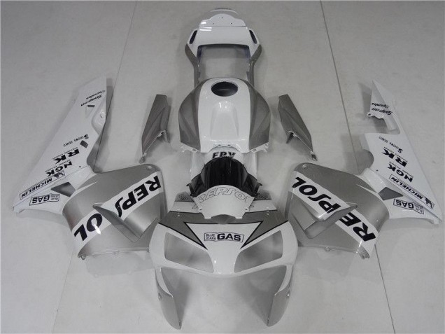 Carenagem Moto CBR 600RR 03-04 - Prata Branco Preto Repsol Carenagem Moto CBR 600RR 03-04 - Prata Branco Preto Repsol