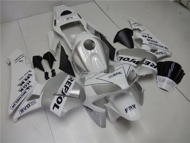Carenagem Moto CBR 600RR 05-06 - Prata Branco Preto Repsol