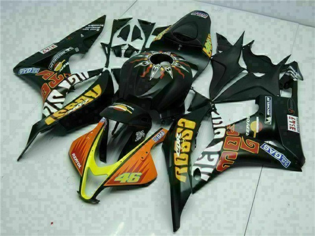 Carenagem Moto CBR 600RR 07-08 - Preto Amarelo Repsol 46 Carenagem Moto CBR 600RR 07-08 - Preto Amarelo Repsol 46