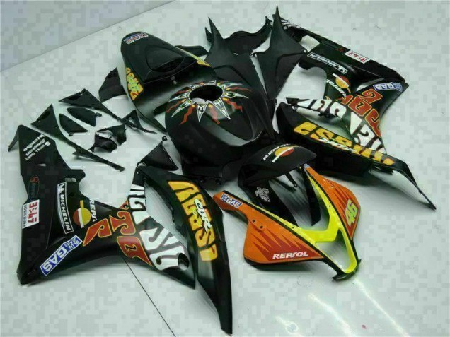 Carenagem Moto CBR 600RR 07-08 - Preto Amarelo Repsol 46 Carenagem Moto CBR 600RR 07-08 - Preto Amarelo Repsol 46