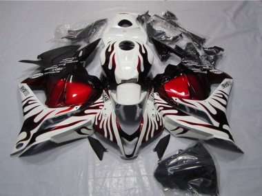 Carenagem Moto CBR 600RR 09-12 - Branco Preto Vermelho Chama