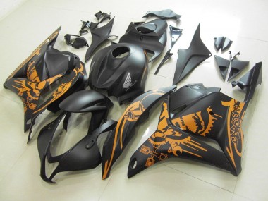 Carenagem Moto CBR 600RR 09-12 - Preto Fosco Laranja Adesivo