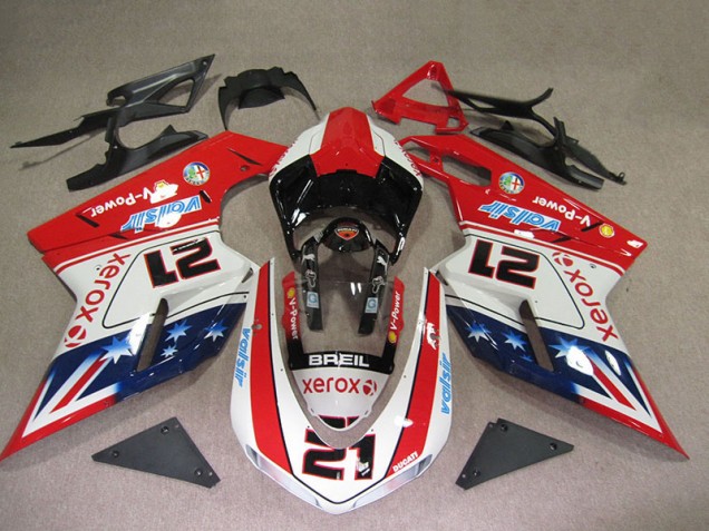 Carenagem Moto Ducati 1098 07-14 - Vermelho Branco Breil Xerox 21 Carenagem Moto Ducati 1098 07-14 - Vermelho Branco Breil Xerox 21