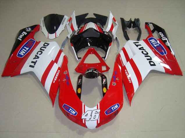 Carenagem Moto Ducati 1098 07-14 - Vermelho Branco Tim 46 Carenagem Moto Ducati 1098 07-14 - Vermelho Branco Tim 46