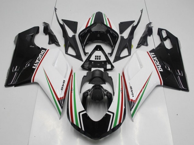 Carenagem Moto Ducati 848 1098 1198 07-14 - Preto Verde & Branco Carenagem Moto Ducati 848 1098 1198 07-14 - Preto Verde & Branco