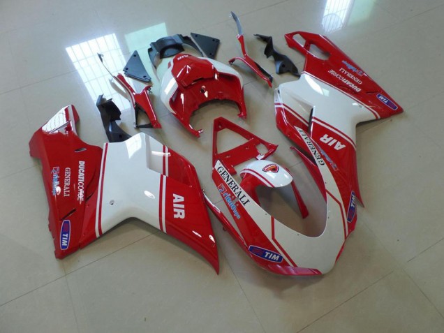 Carenagem Moto Ducati 848 1098 1198 07-14 - Vermelho & Branco Air Carenagem Moto Ducati 848 1098 1198 07-14 - Vermelho & Branco Air