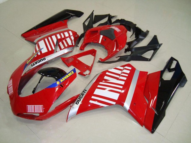 Carenagem Moto Ducati 848 1098 1198 07-14 - Vermelho Branco Carenagem Moto Ducati 848 1098 1198 07-14 - Vermelho Branco
