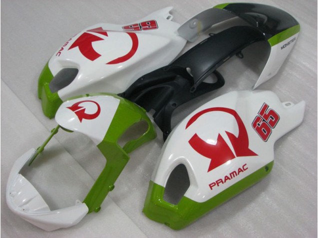 Carenagem Moto Ducati Monster 696 08-12 - Branco Vermelho PRAMAC 65 Carenagem Moto Ducati Monster 696 08-12 - Branco Vermelho PRAMAC 65