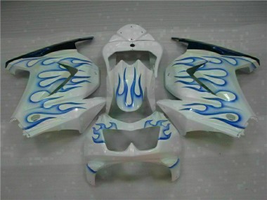 Carenagem Moto EX250 08-12 - Branco Azul Chama