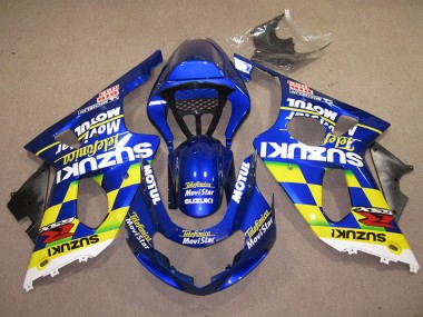 Carenagem Moto GSXR 1000 K1 00-02 - Azul Amarelo Telefumica Movistar
