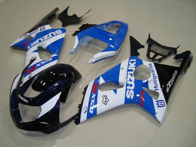 Carenagem Moto GSXR 1000 K1 00-02 - Preto Azul Branco