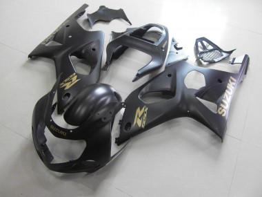 Carenagem Moto GSXR 1000 K1 00-02 - Tudo Preto Fosco & Ouro Adesivo