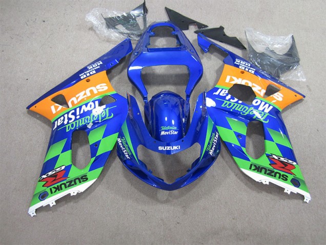 Carenagem Moto GSXR 600 K1 K2 K3 01-03 - Azul Verde Telefumia Movistar Carenagem Moto GSXR 600 K1 K2 K3 01-03 - Azul Verde Telefumia Movistar