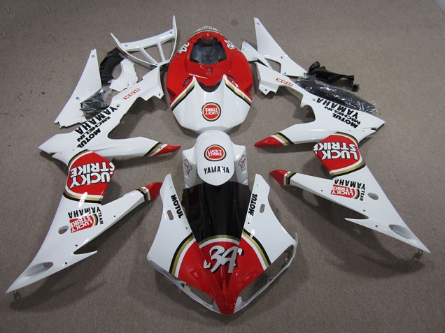 Carenagem Moto R1 04-06 - Vermelho Branco Lucky Strike