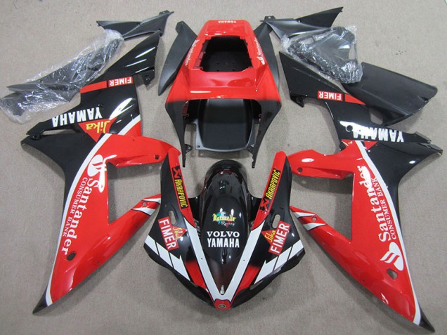 Carenagem Moto R1 04-06 - Vermelho Preto Branco Santander Carenagem Moto R1 04-06 - Vermelho Preto Branco Santander