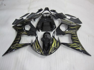 Carenagem Moto R6 03-05 - Preto & Amarelo Chama