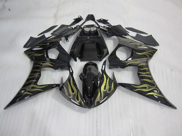 Carenagem Moto R6 03-05 - Preto & Amarelo Chama