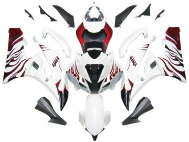 Carenagem Moto R6 06-07 - Branco Vermelho Chama