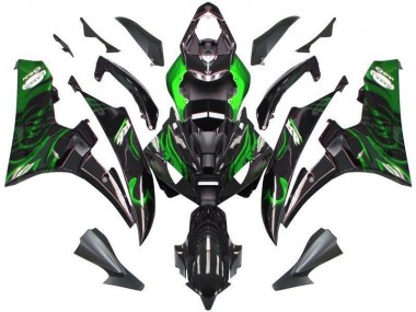 Carenagem Moto R6 06-07 - Preto Verde Chama
