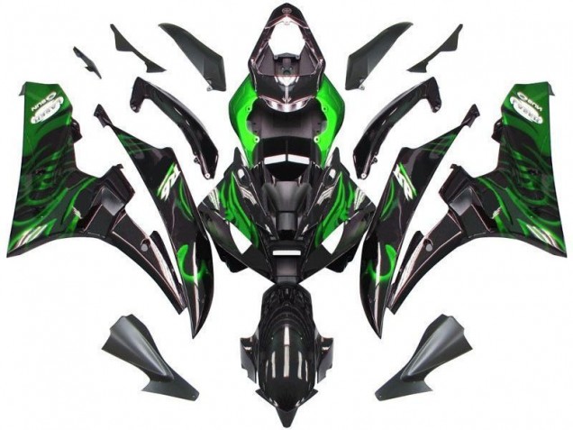 Carenagem Moto R6 06-07 - Preto Verde Chama