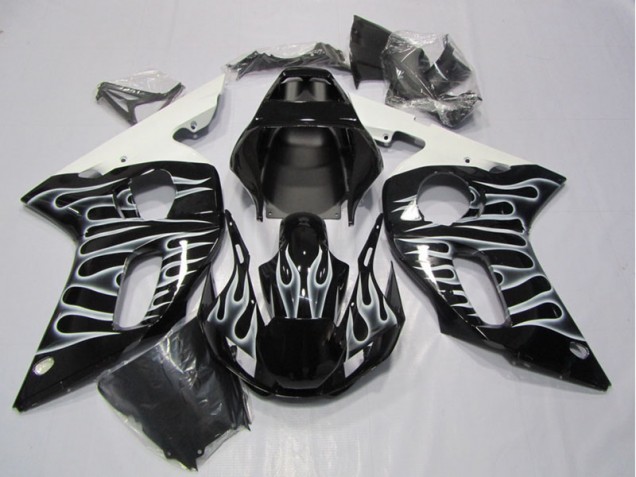 Carenagem Moto R6 98-02 - Preto Branco Chama