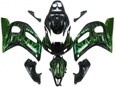 Carenagem Moto R6 98-02 - Preto Verde Chama