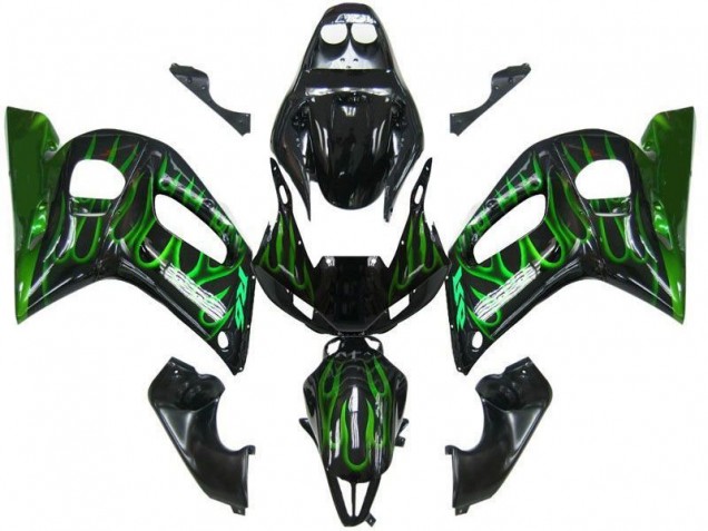Carenagem Moto R6 98-02 - Preto Verde Chama