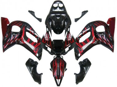 Carenagem Moto R6 98-02 - Preto Vermelho Chama