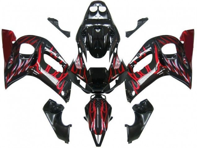 Carenagem Moto R6 98-02 - Preto Vermelho Chama