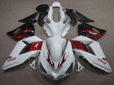 Carenagem Moto ZX14R ZZR 1400 06-11 - Branco Vermelho Ninja