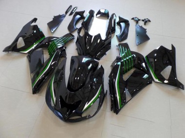 Carenagem Moto ZX14R ZZR 1400 06-11 - Preto Brilhante & Verde Line