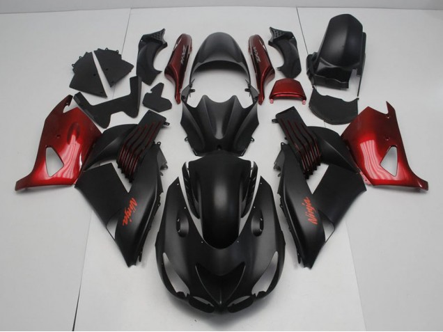 Carenagem Moto ZX14R ZZR 1400 06-11 - Preto Fosco & Vermelho Carenagem Moto ZX14R ZZR 1400 06-11 - Preto Fosco & Vermelho