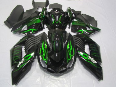 Carenagem Moto ZX14R ZZR 1400 06-11 - Preto Verde Chama Ninja