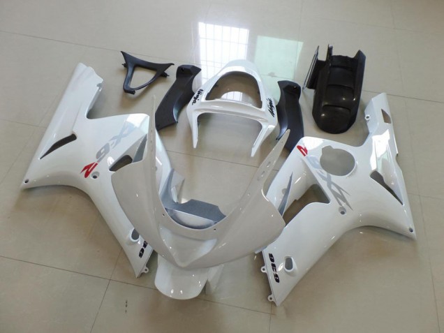 Carenagem Moto ZX6R 03-04 - Branco & Prata Decalques