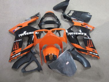 Carenagem Moto ZX6R 03-04 - Preto Laranja Monster