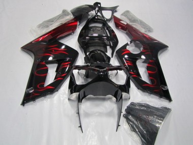 Carenagem Moto ZX6R 03-04 - Preto Vermelho Chama