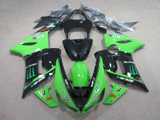 Carenagem Moto ZX6R 05-06 - Preto Verde 3M Touch4 Monster Carenagem Moto ZX6R 05-06 - Preto Verde 3M Touch4 Monster