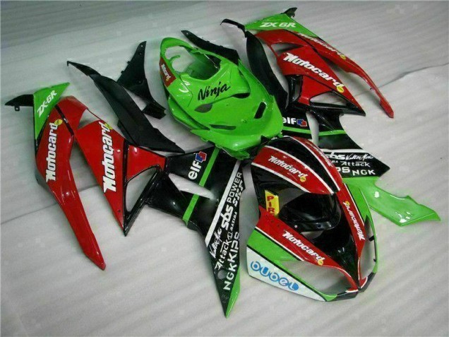 Carenagem Moto ZX6R 09-12 - Preto Vermelho Verde Motocard Carenagem Moto ZX6R 09-12 - Preto Vermelho Verde Motocard