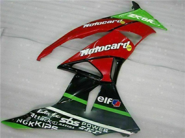 Carenagem Moto ZX6R 09-12 - Preto Vermelho Verde Motocard Carenagem Moto ZX6R 09-12 - Preto Vermelho Verde Motocard