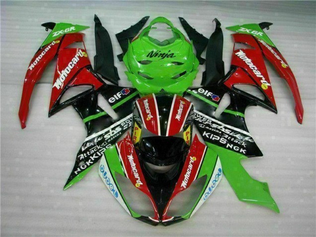 Carenagem Moto ZX6R 09-12 - Preto Vermelho Verde Motocard Carenagem Moto ZX6R 09-12 - Preto Vermelho Verde Motocard