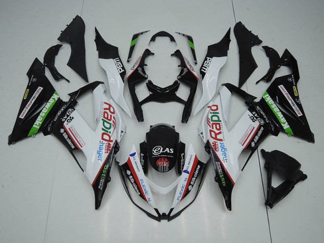 Carenagem Moto ZX6R 13-18 - Preto Branco Rapid Hager