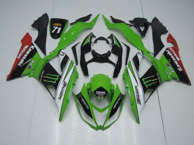 Carenagem Moto ZX6R 13-18 - Preto Verde Branco Monster