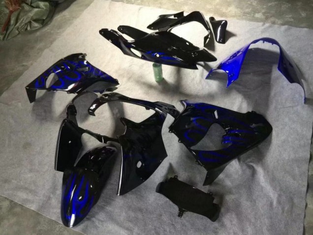 Carenagem Moto ZX9R 00-01 - Preto Brilhante Azul Chama