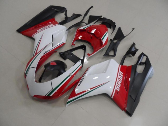 Injeção Kit Carenagem Ducati 848 1098 1198 07-14 - Vermelho Branco Injeção Kit Carenagem Ducati 848 1098 1198 07-14 - Vermelho Branco